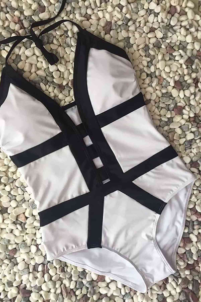 Angelsin Siyah Beyaz Şık Mayo