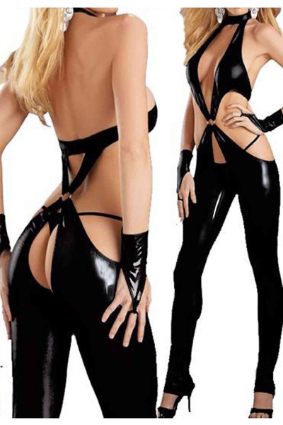 Merry See Seksi Deri iç Giyim Özel Bölgesi Açık